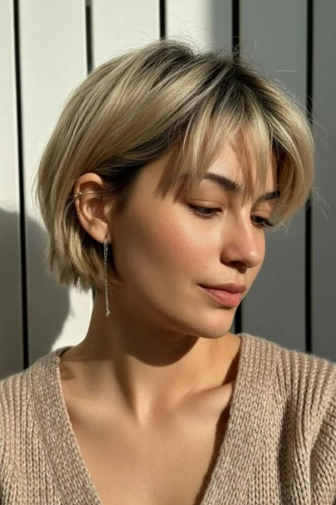 Textured Bob with Curtain Bangs