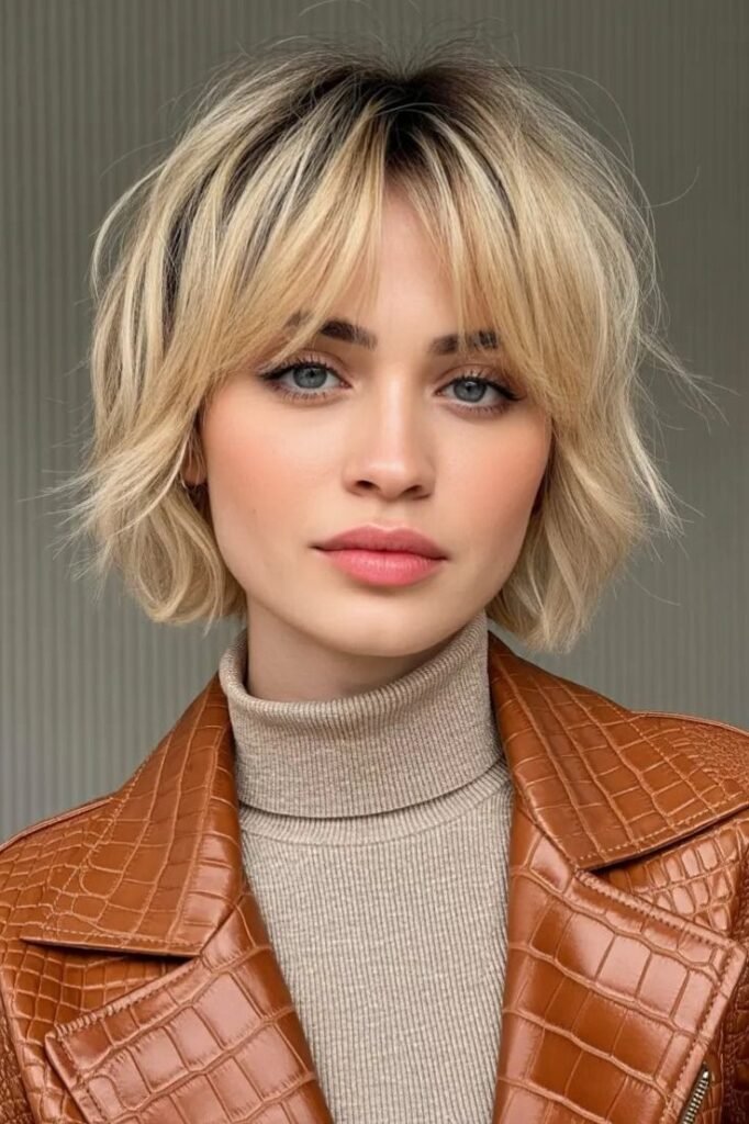 Textured Bob with Curtain Bangs