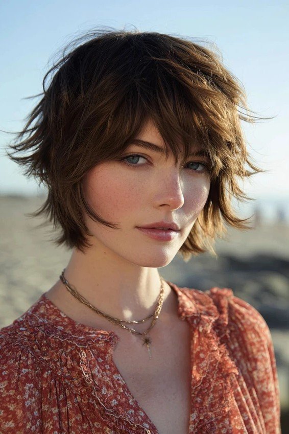 Textured Bob with Curtain Bangs