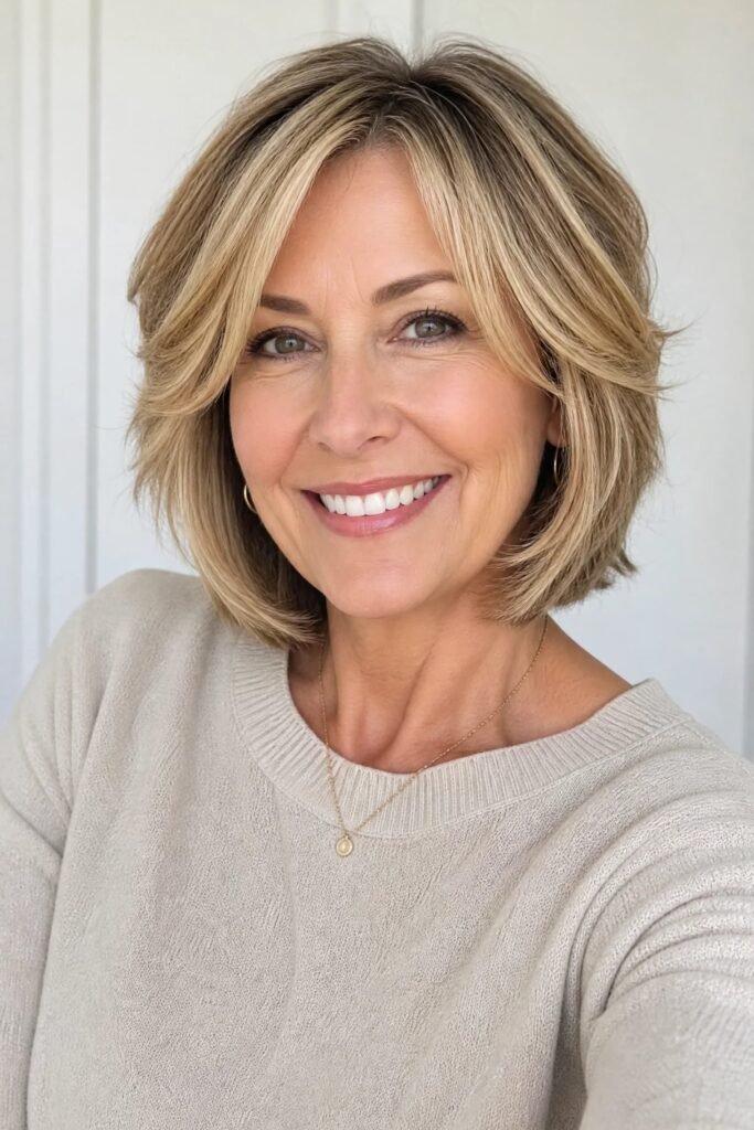 Textured Bob with Curtain Bangs