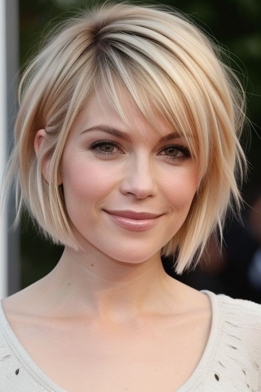 Textured Bob with Curtain Bangs
