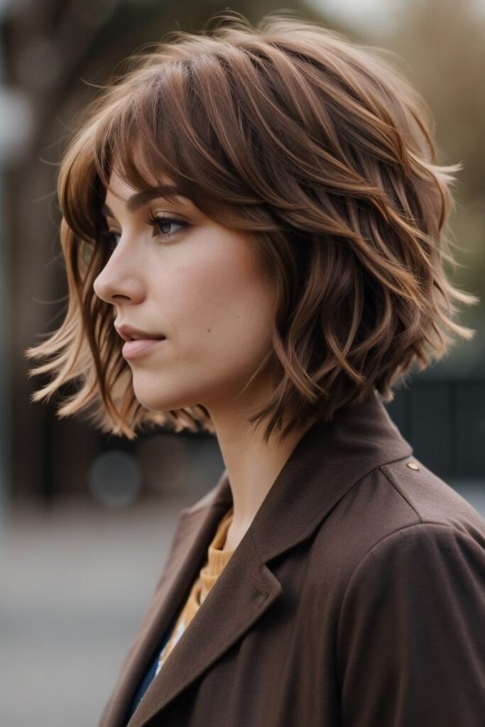 Textured Bob with Curtain Bangs