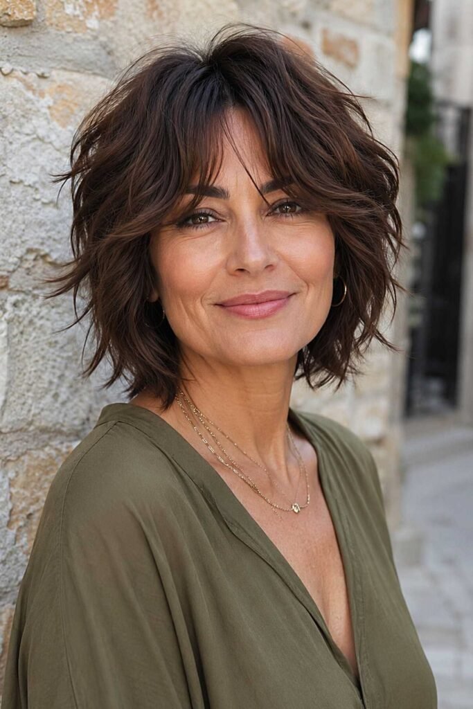 Textured Bob with Curtain Bangs