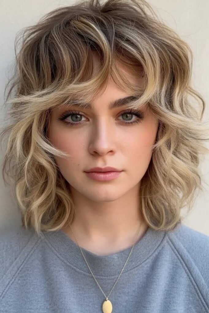 Textured Bob with Curtain Bangs