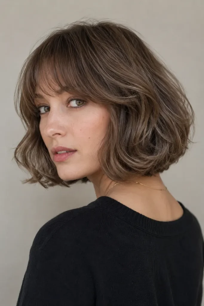 Textured Bob with Curtain Bangs