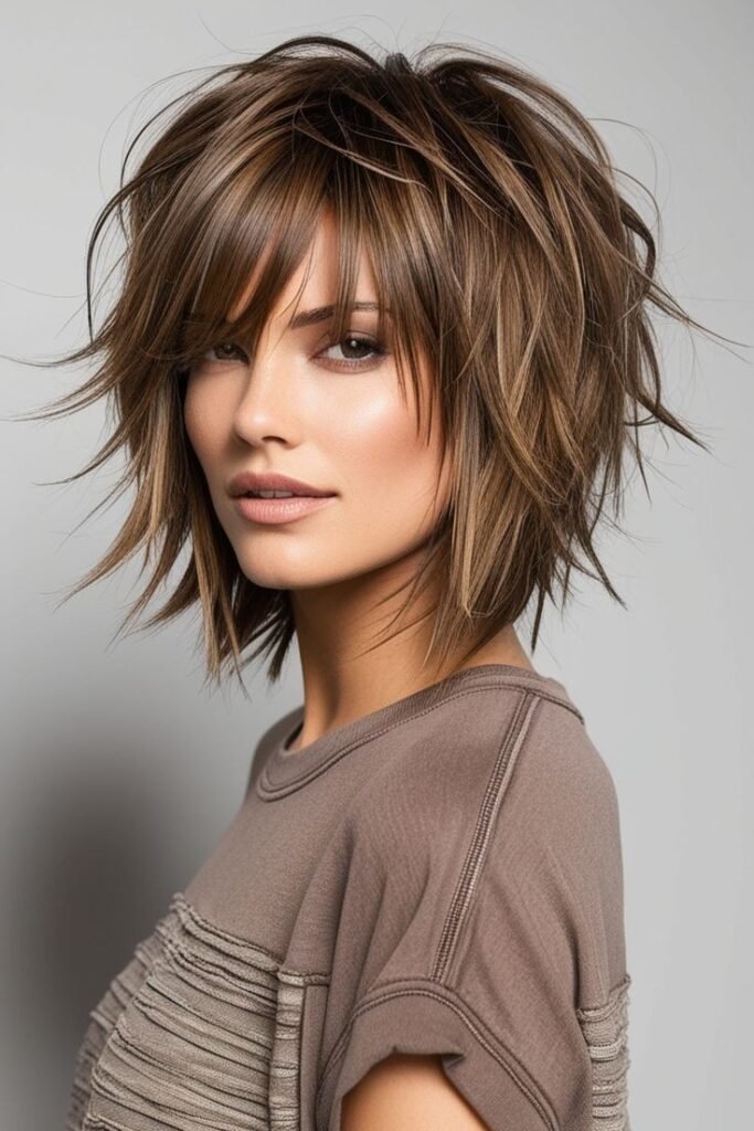 Textured Bob with Curtain Bangs