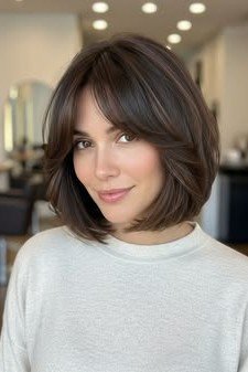 Textured Bob with Curtain Bangs