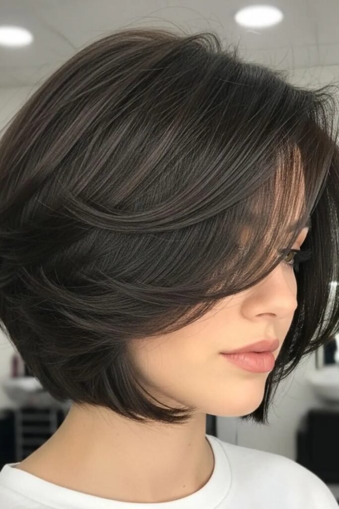 Textured Bob with Deep Side-Swept Layers