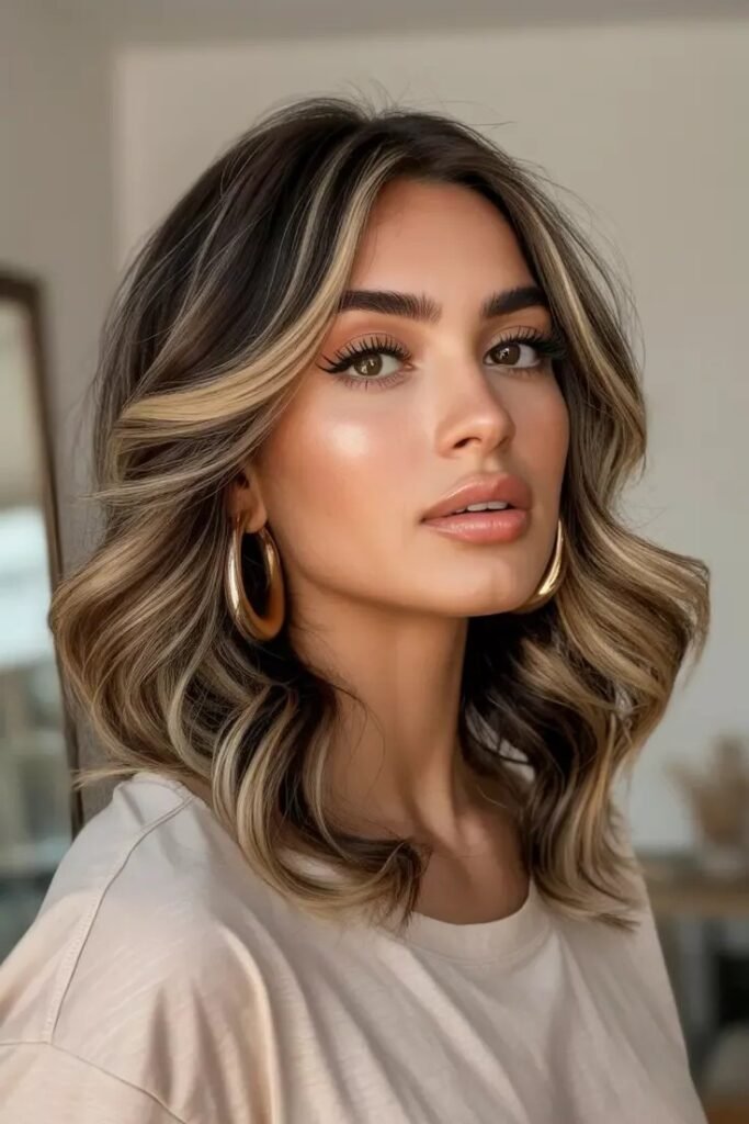 Textured Bob with Face-Framing Blonde Highlights