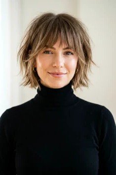 Textured Bob with Layered Bangs