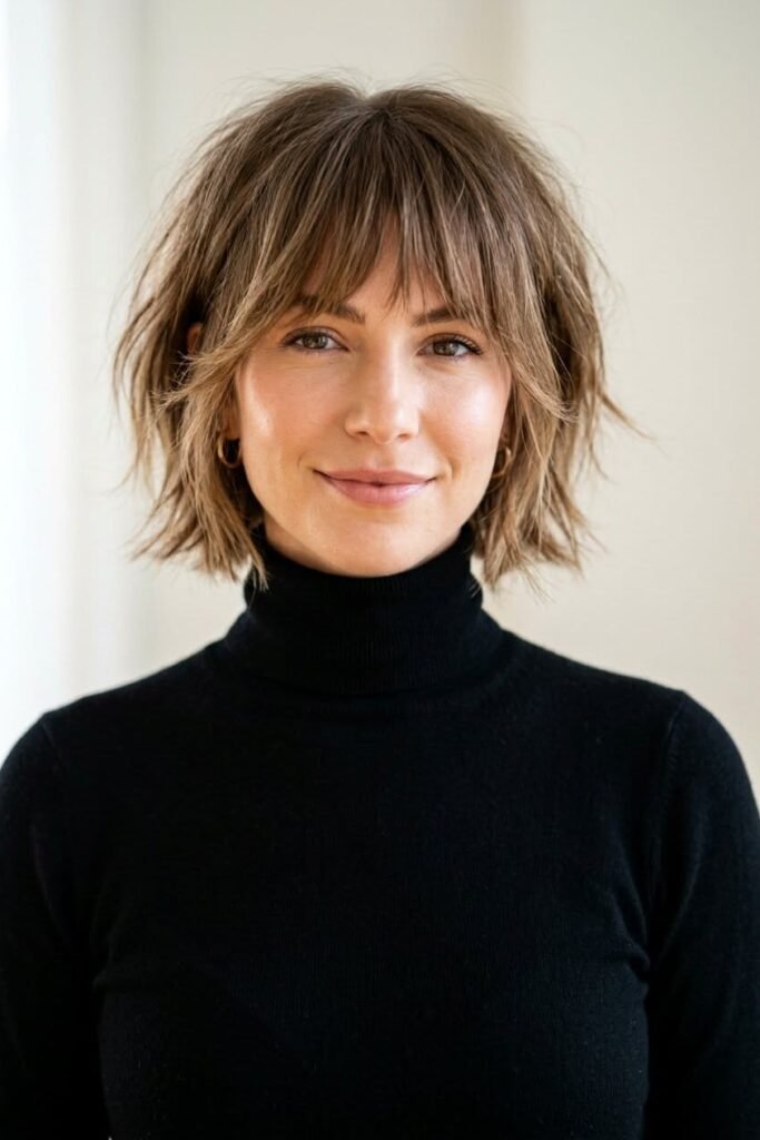 Textured Bob with Piece-Y Bangs