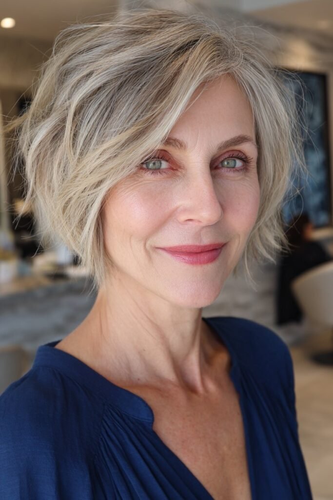 Textured Bob with Side-Swept Bangs