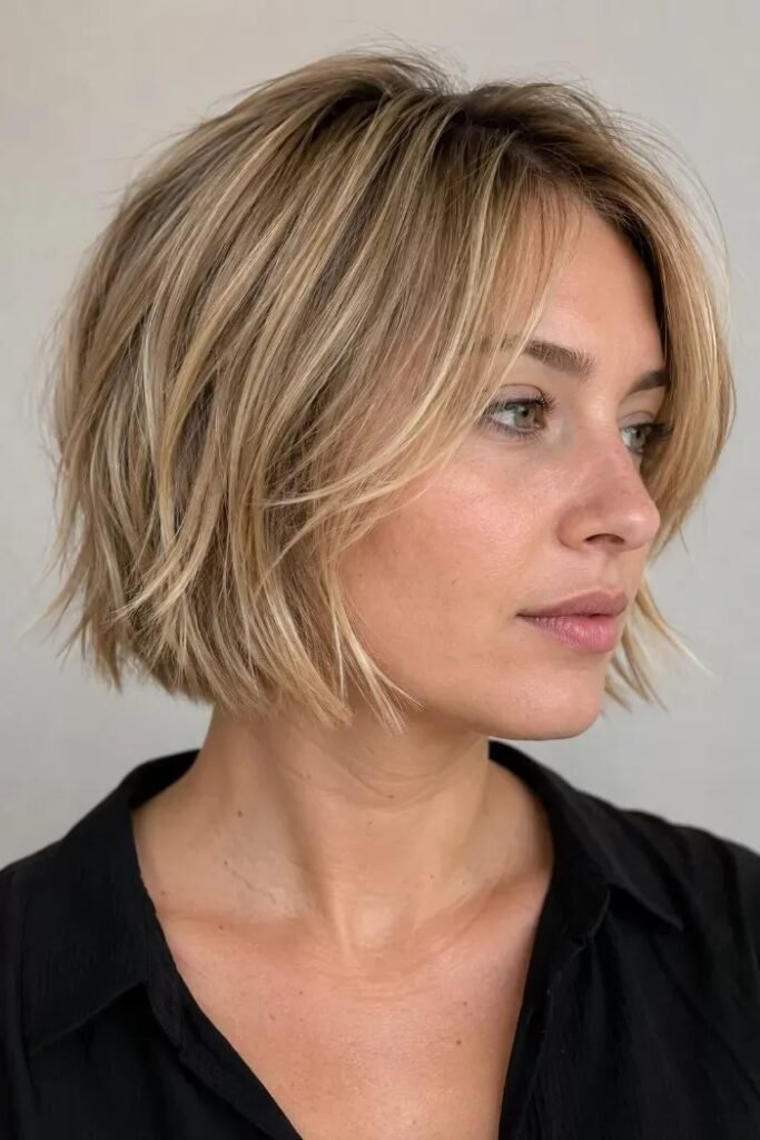 Textured Bob with Side-Swept Layers