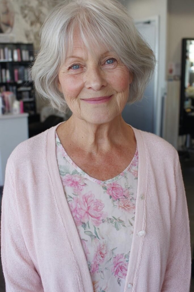 Textured Bob with Soft Curtain Bangs