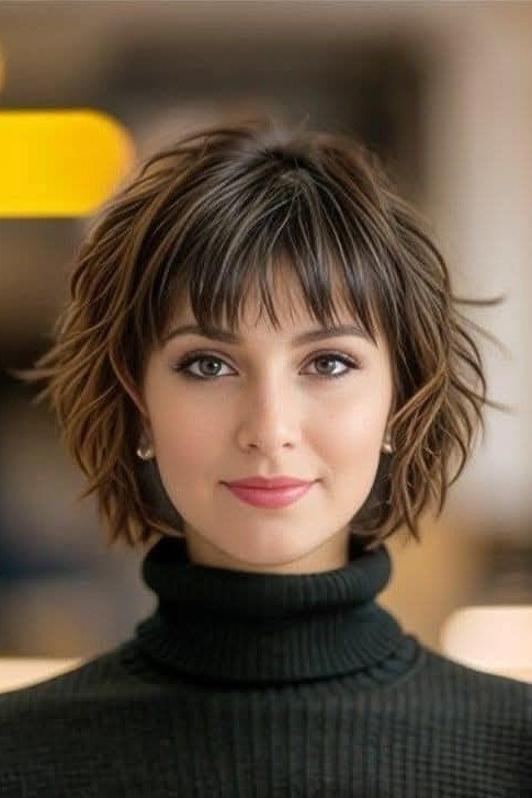 Textured Bob with Soft Tousled Bangs