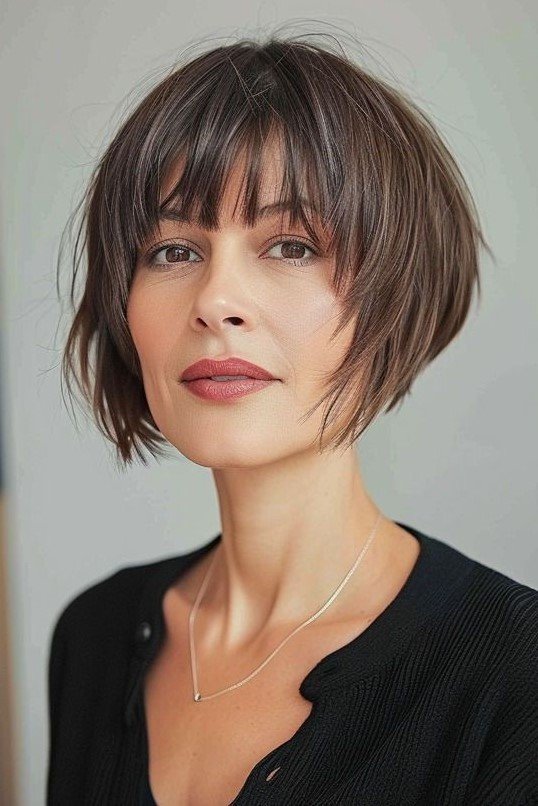 Textured Bob with Soft Wispy Bangs