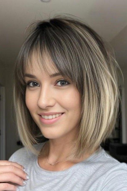 Textured Bob with Wispy Face-Framing Bangs