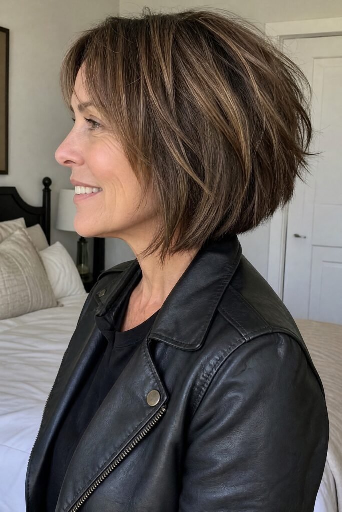 Textured Brunette Bob with Soft Layers