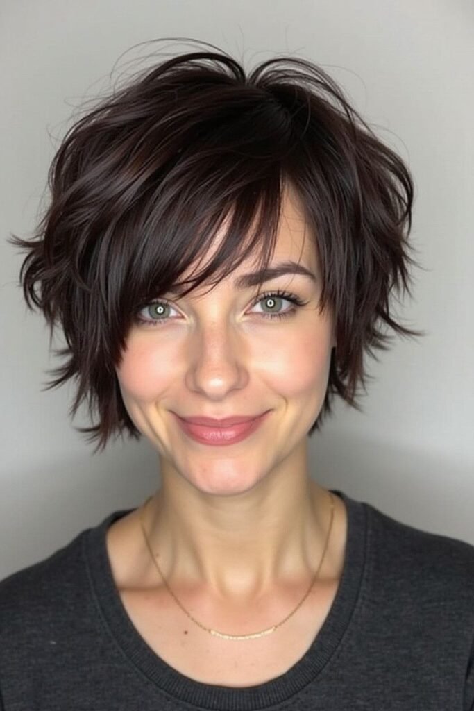 Textured Choppy Brunette Bob