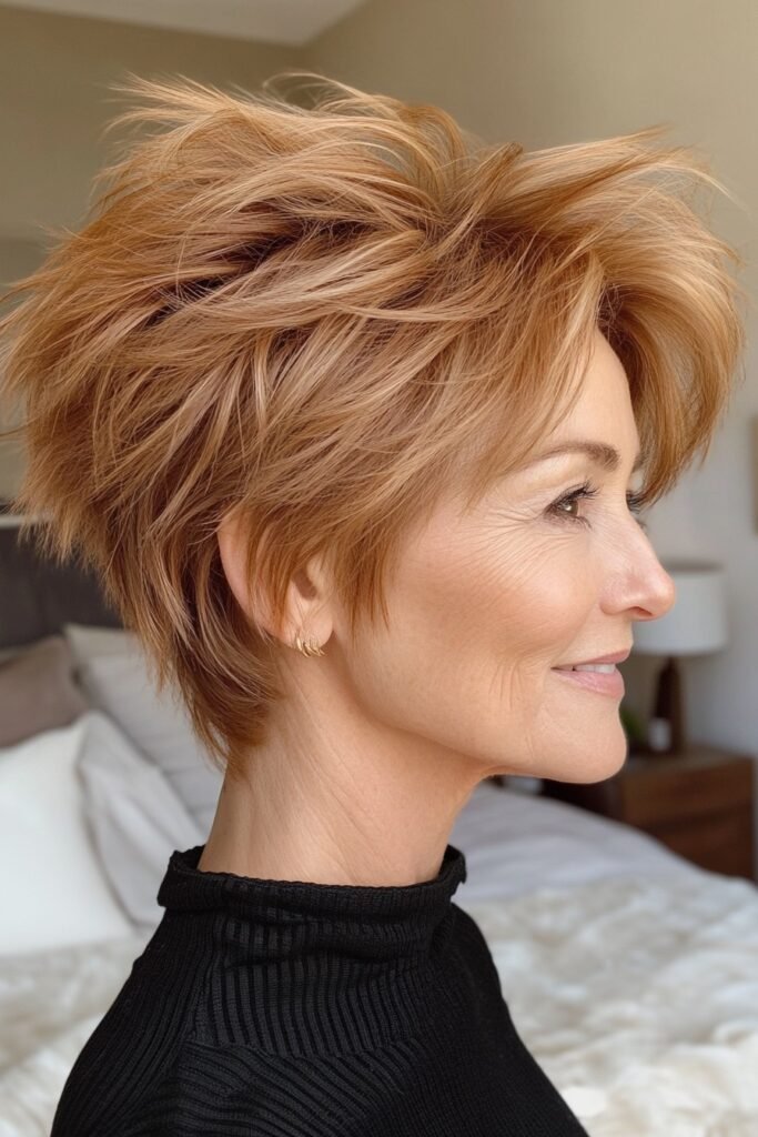 Textured Copper Short Shag with Wispy Layers