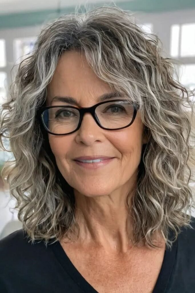 Textured Curly Bob with Highlights