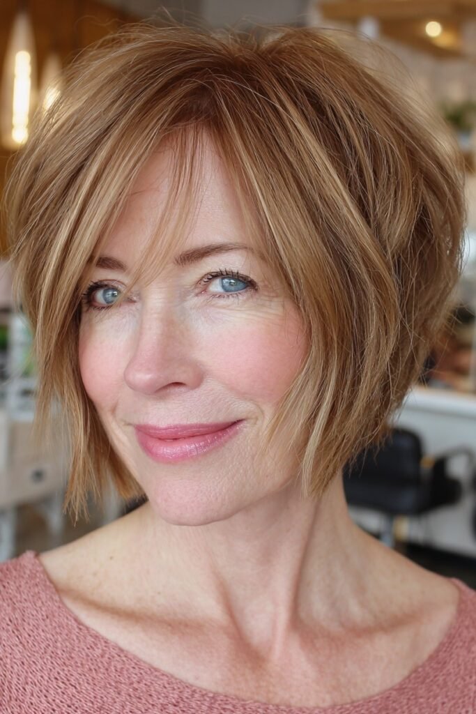 Textured Golden Blonde Bob with Face-Framing Layers
