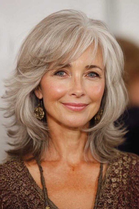 Textured Gray Shag with Layered Ends