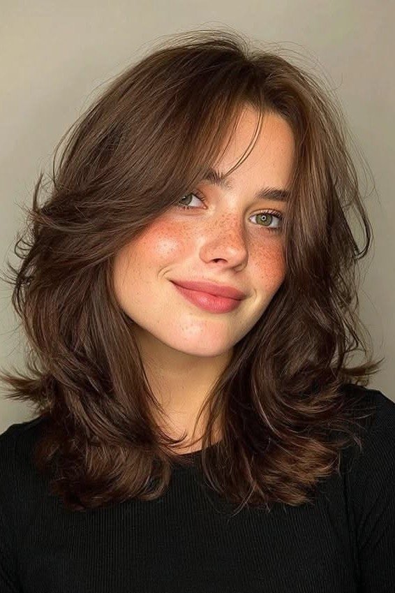 Textured Layered Bob with Curtain Bangs