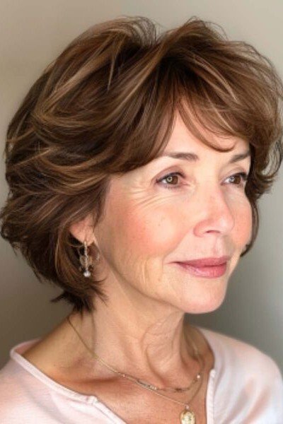 Textured Layered Bob with Side-Swept Bangs