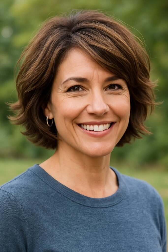 Textured Layered Bob with Side-Swept Part
