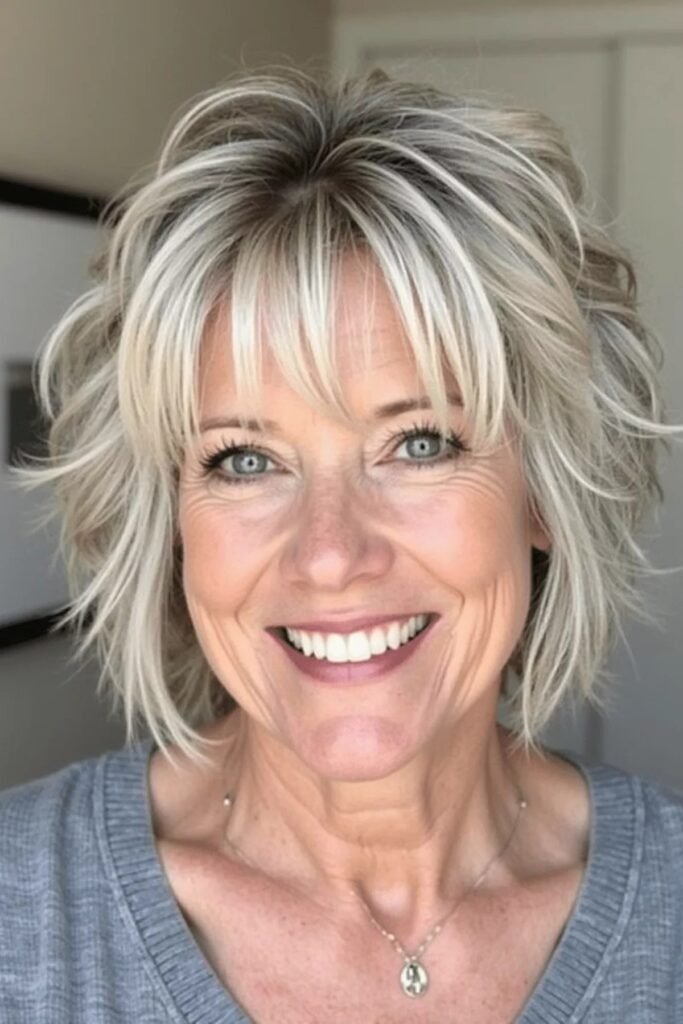 Textured Layered Bob with Soft Piece-y Bangs