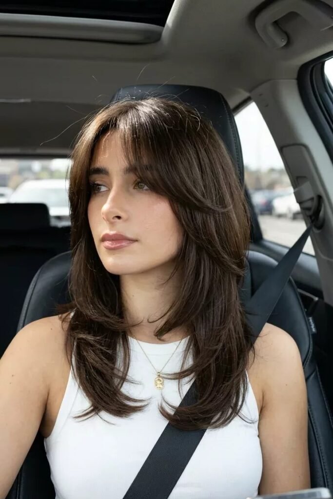 Textured Layered Cut with Curtain Bangs