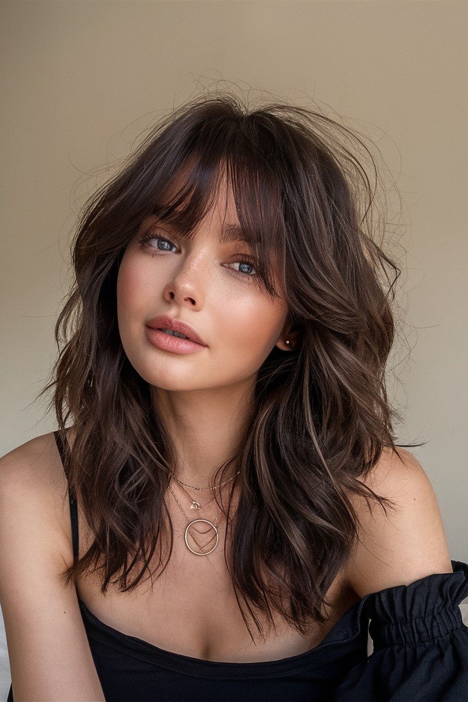 Textured Layered Cut with Curtain Bangs