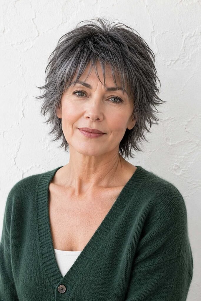 Textured Layered Pixie Bob with Wispy Bangs