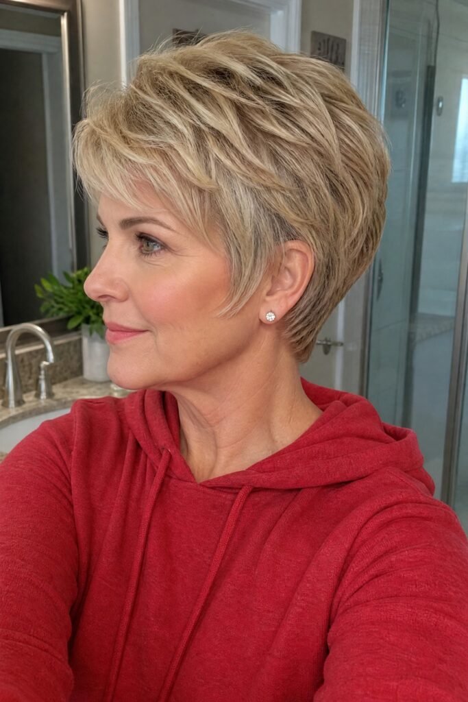 Textured Layered Pixie Cut with Side-Swept Bangs