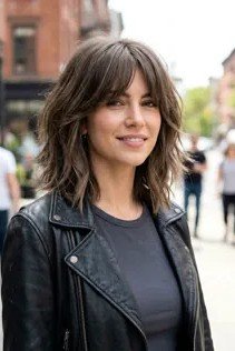 Textured Lob with Curtain Bangs