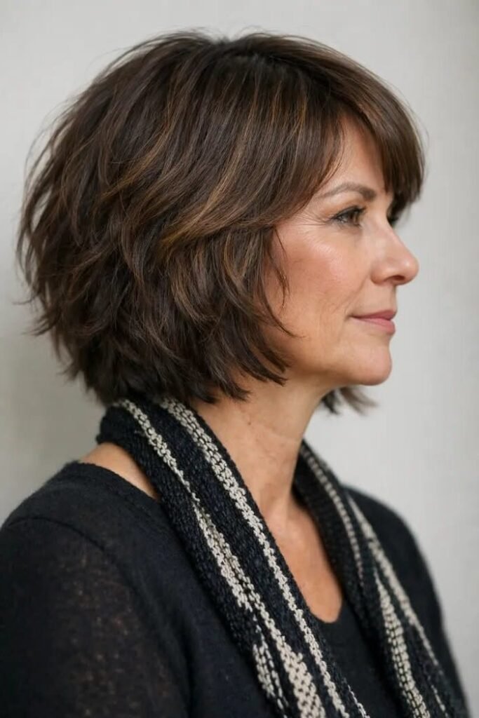 Textured Medium Bob with Side-Swept Layers