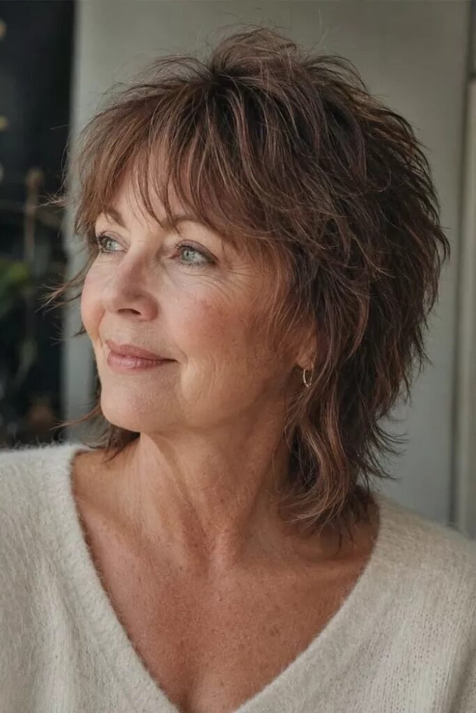 Textured Medium Shag with Light Brown Layers