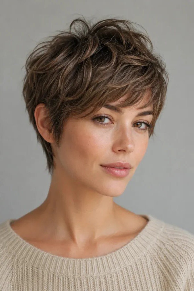 Textured Pixie Crop with Side-Swept Bangs