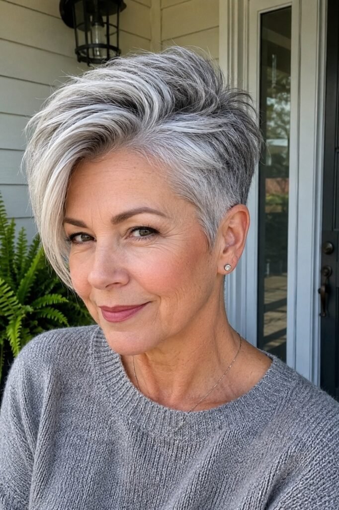 Textured Pixie Cut with Side-Swept Bangs