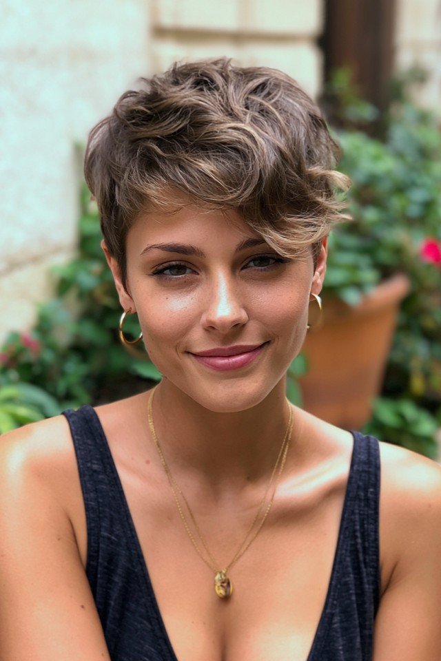 Textured Pixie Cut with Side-Swept Bangs