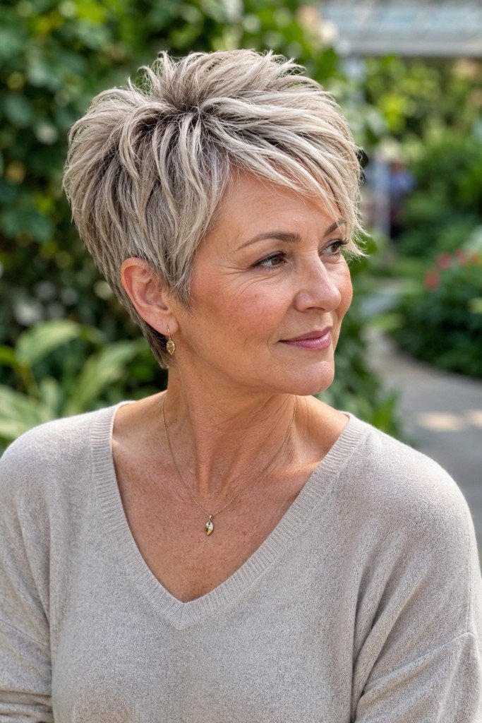 Textured Pixie Cut with Side-Swept Bangs