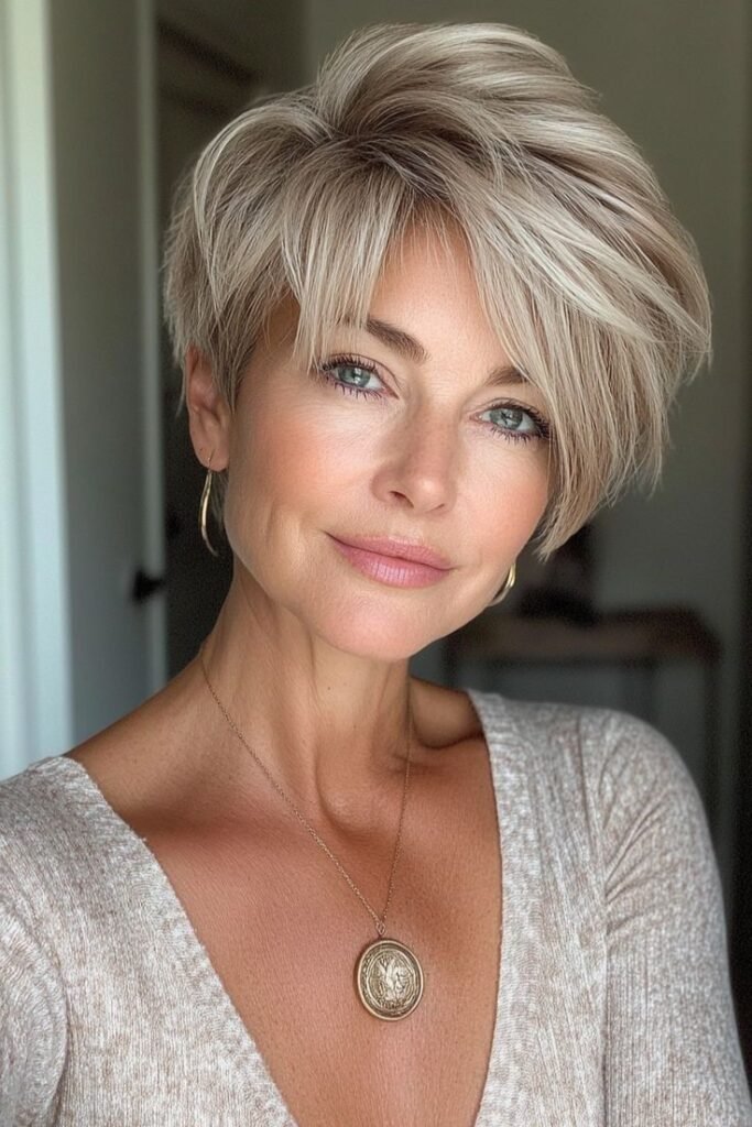 Textured Pixie Cut with Soft Side-Swept Bangs
