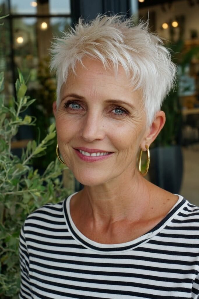 Textured Pixie Cut with Spiky Crown and Soft Bangs