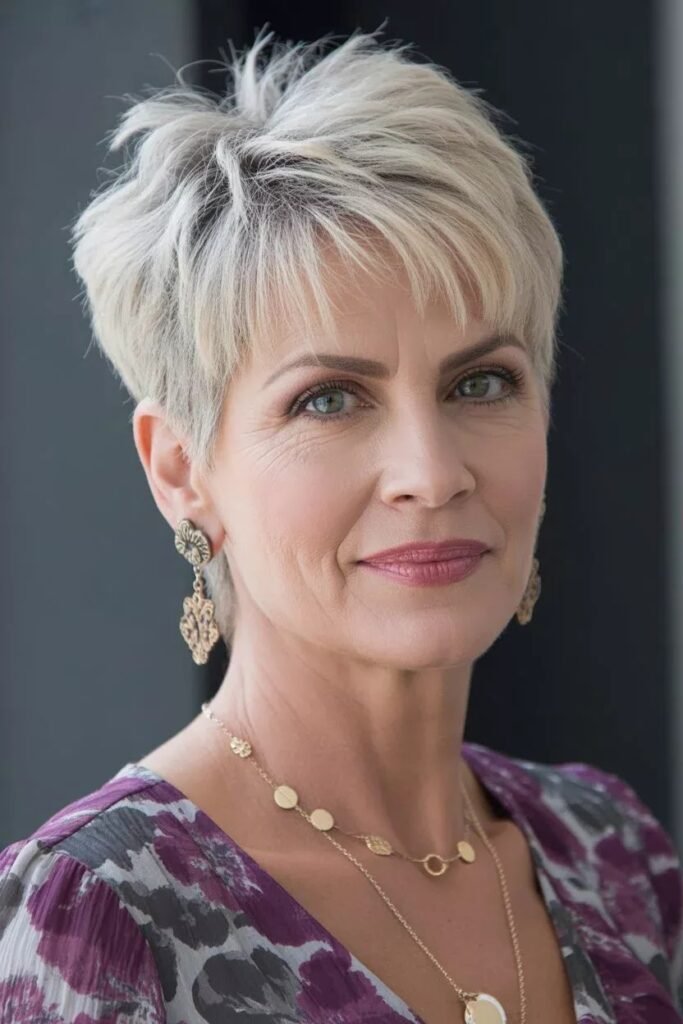 Textured Platinum Pixie Cut