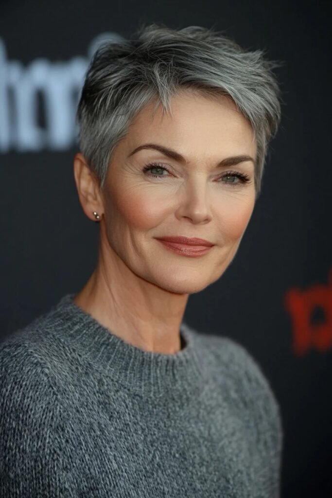 Textured Salt-and-Pepper Pixie Cut
