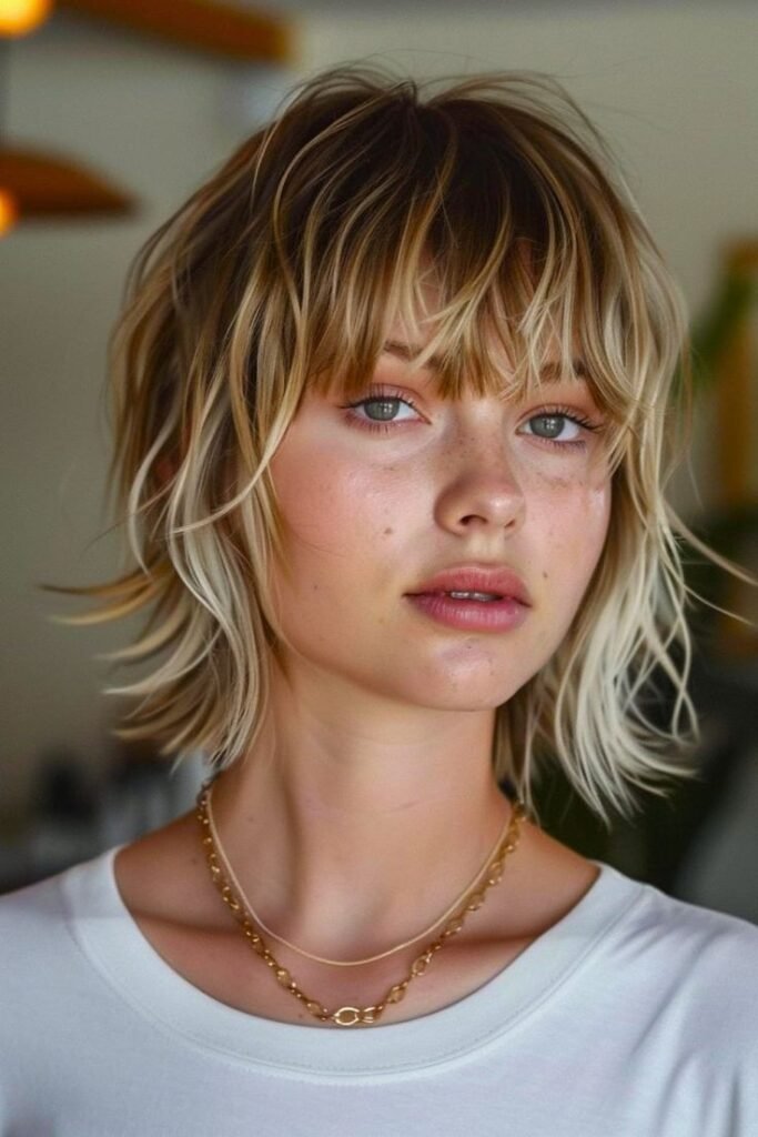 Textured Shag Bob with Fringe