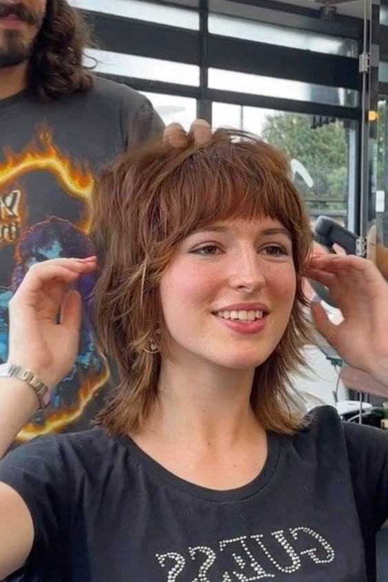 Textured Shag Haircut with Bangs