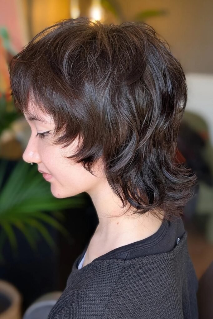 Textured Shag Haircut with Short Bangs