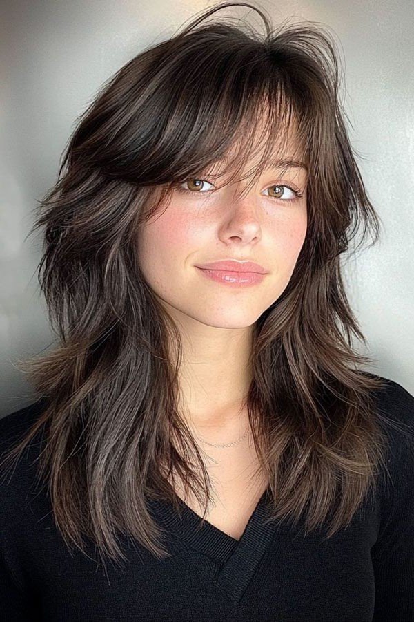 Textured Shag Haircut with Wispy Fringe
